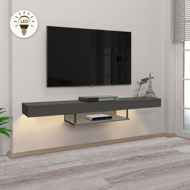 Wall TV Stand CARUSSO with LED Anthracite 150x296x22cm - Horizon Bliss