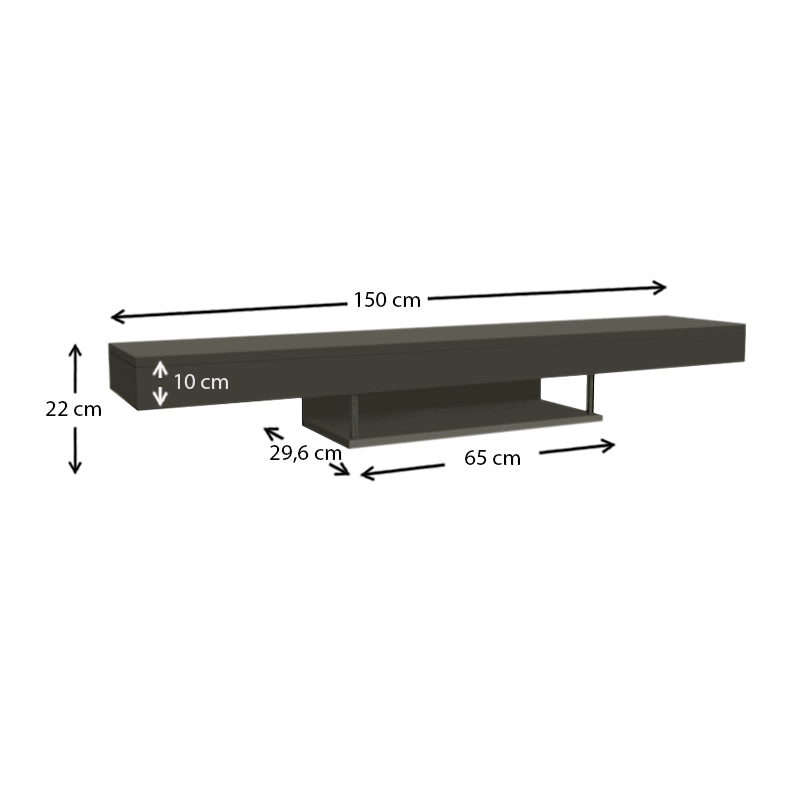 Wall TV Stand CARUSSO with LED Anthracite 150x296x22cm - Horizon Bliss