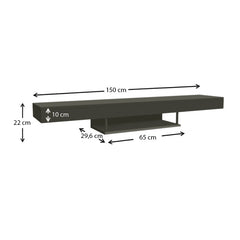 Wall TV Stand CARUSSO with LED Anthracite 150x296x22cm - Horizon Bliss