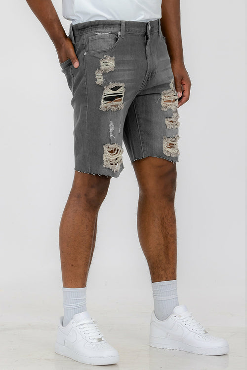 Washed Distressed Denim Shorts - Horizon Bliss