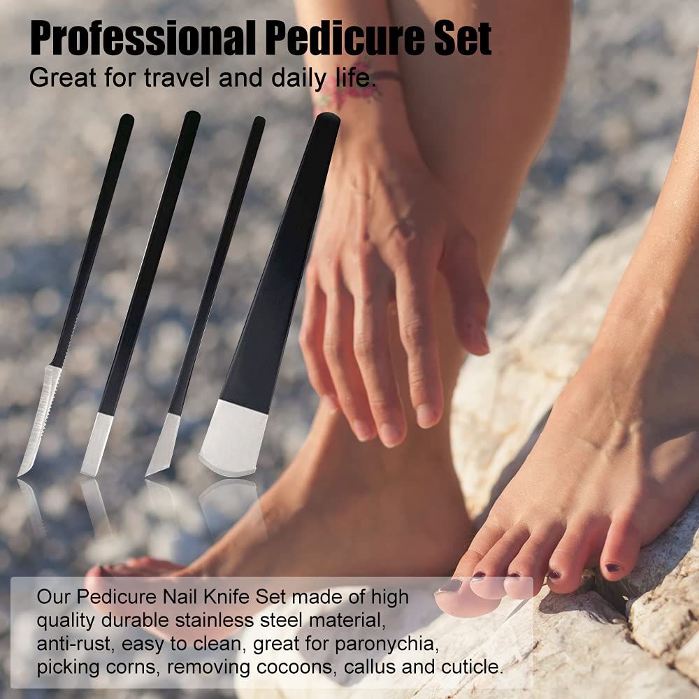 4Pcs/Set Black Stainless Steel Pedicure Knife Professional Pedicure - Horizon Bliss