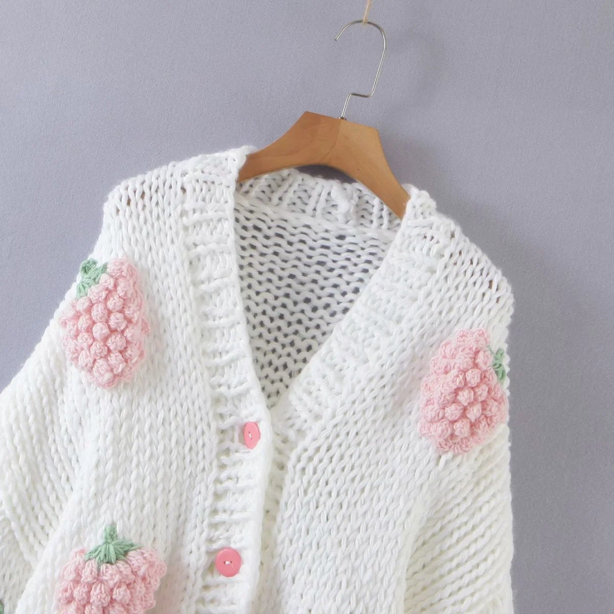 Cute Strawberry Handmade Cardigan Knitting Sweater - Horizon Bliss