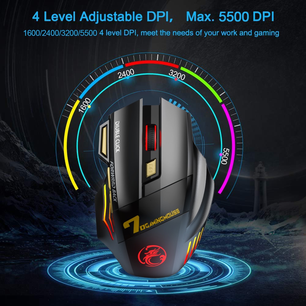 Bluetooth Wireless Silent Ergonomic Gaming Mouse - Horizon Bliss