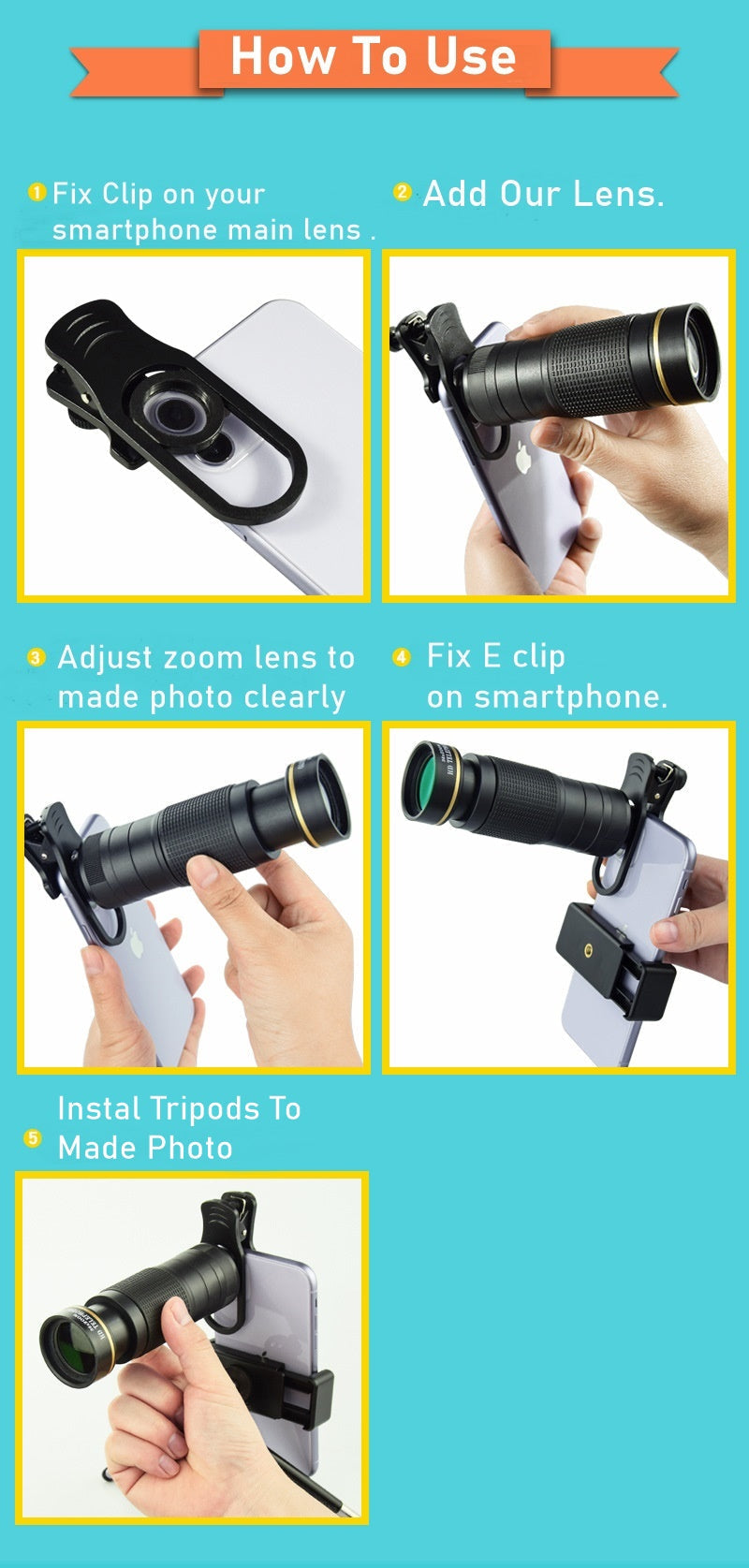 Dragon 36X Mobile Phone Lens Kit With Tripod - Horizon Bliss