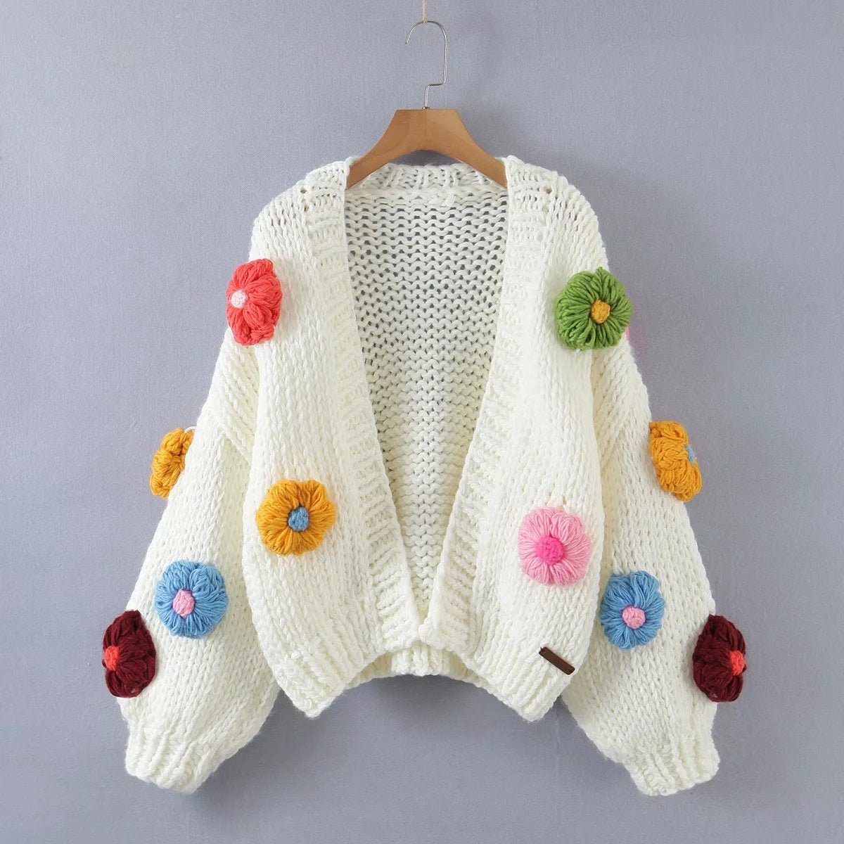 Mulit Handmade Flower Sweater Cardigan Jumper Knitting Coat - Horizon Bliss