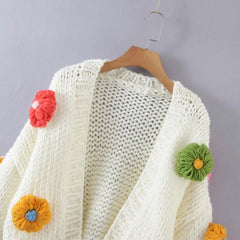 Mulit Handmade Flower Sweater Cardigan Jumper Knitting Coat - Horizon Bliss