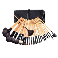 24Pcs Professional Makeup Brush Leather Bag Gift Cosmetic Eyeshadow