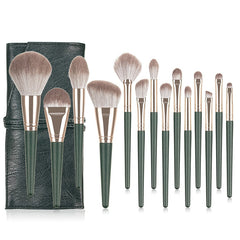 14pcs Green Cloud Makeup Brushes Cosmetics Tools Set Wooden Handle - Horizon Bliss