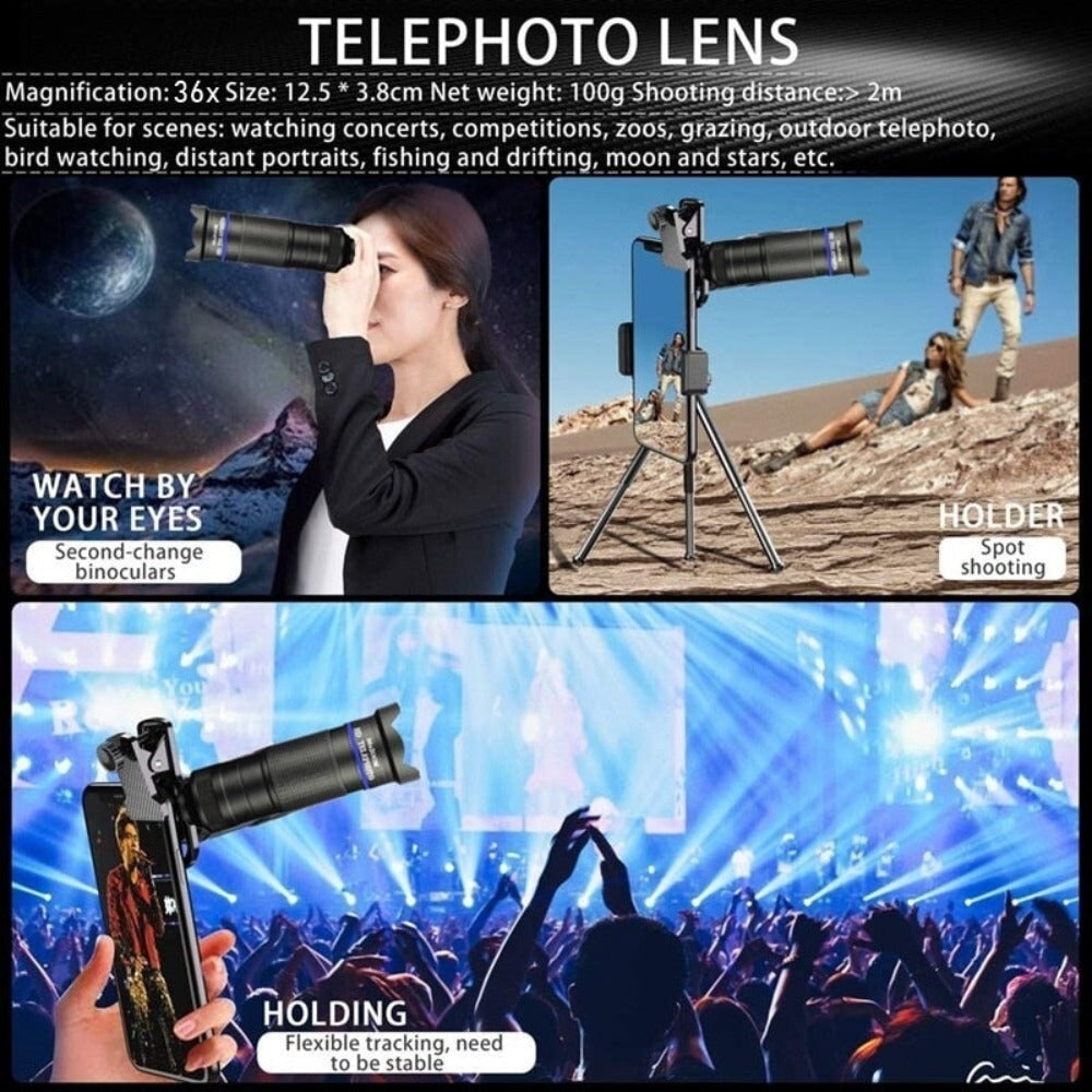 Dragon 36X Mobile Phone Lens Kit With Tripod - Horizon Bliss