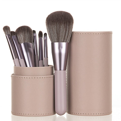 7PC Makeup Brush Set With Case Organizer Pink Blush Eyeshadow