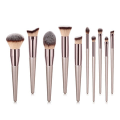 10pcs Champagne Makeup Brushes Set  Foundation Powder Blush Eyeshadow - Horizon Bliss