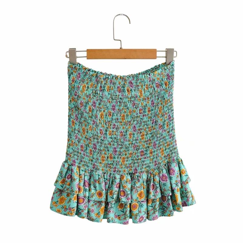 Floral Print Cute Boho Skirts Womens Summer High Waist Ruffle Bodycon - Horizon Bliss