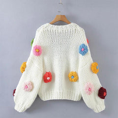 Mulit Handmade Flower Sweater Cardigan Jumper Knitting Coat - Horizon Bliss