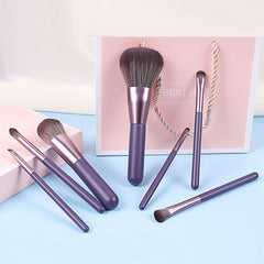 7PC Makeup Brush Set With Case Organizer Pink Blush Eyeshadow