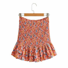 Floral Print Cute Boho Skirts Womens Summer High Waist Ruffle Bodycon - Horizon Bliss