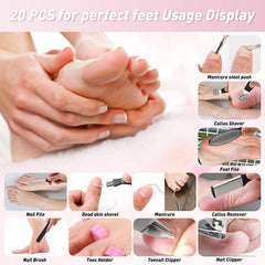 20 in 1 Professional Pedicure Tools Set, Foot Care Scrubber Pedicure - Horizon Bliss