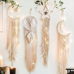 Nordic Star Moon Macrame Home Decor Aaccessories Boho Decor Ramadan Girl Kids Baby Room Wall Decor Dreamcatcher Wall Hangings - Horizon Bliss