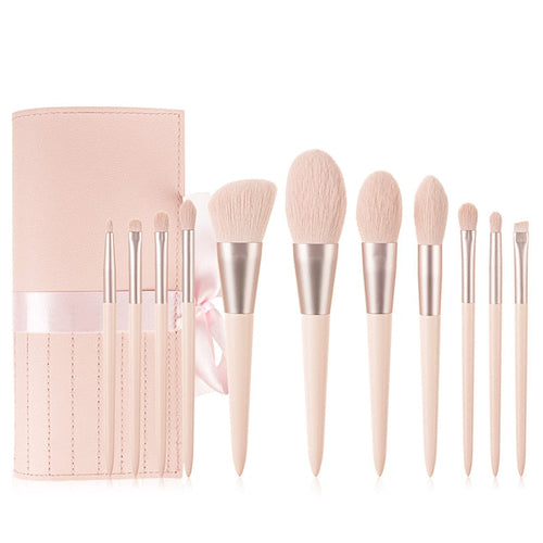 11Pcs Pink Makeup Brush Set Eye Shadow Blending Eyeliner Eyelash - Horizon Bliss