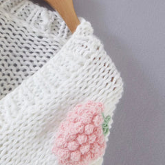 Cute Strawberry Handmade Cardigan Knitting Sweater - Horizon Bliss