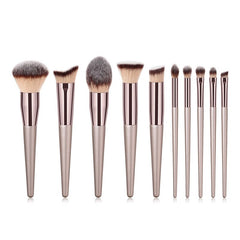 10pcs Champagne Makeup Brushes Set  Foundation Powder Blush Eyeshadow - Horizon Bliss