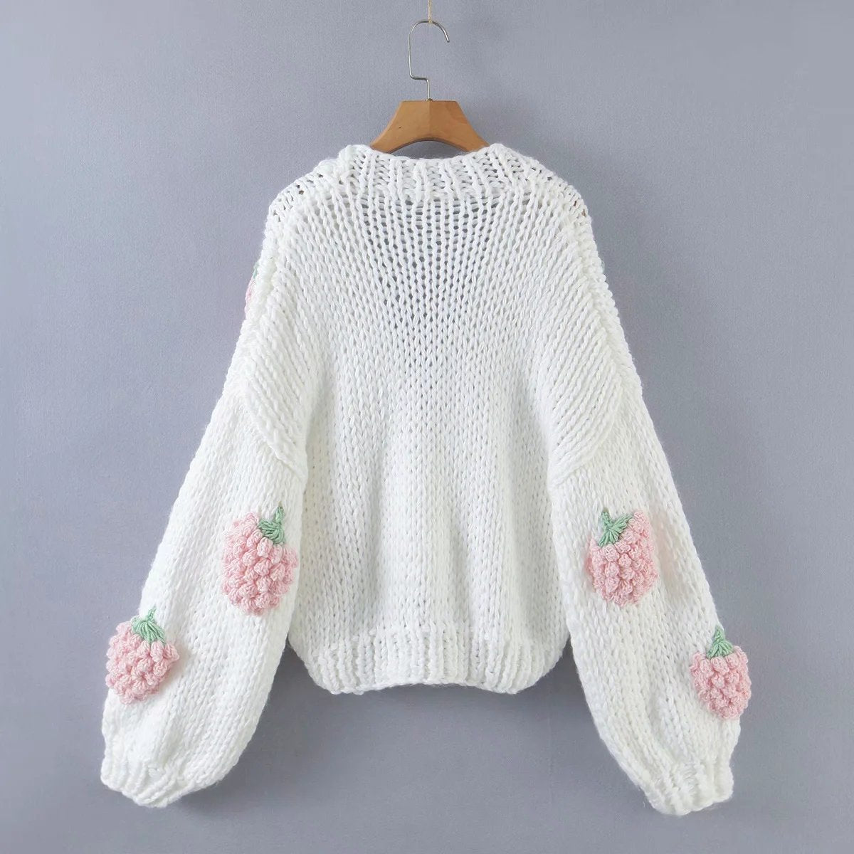 Cute Strawberry Handmade Cardigan Knitting Sweater - Horizon Bliss