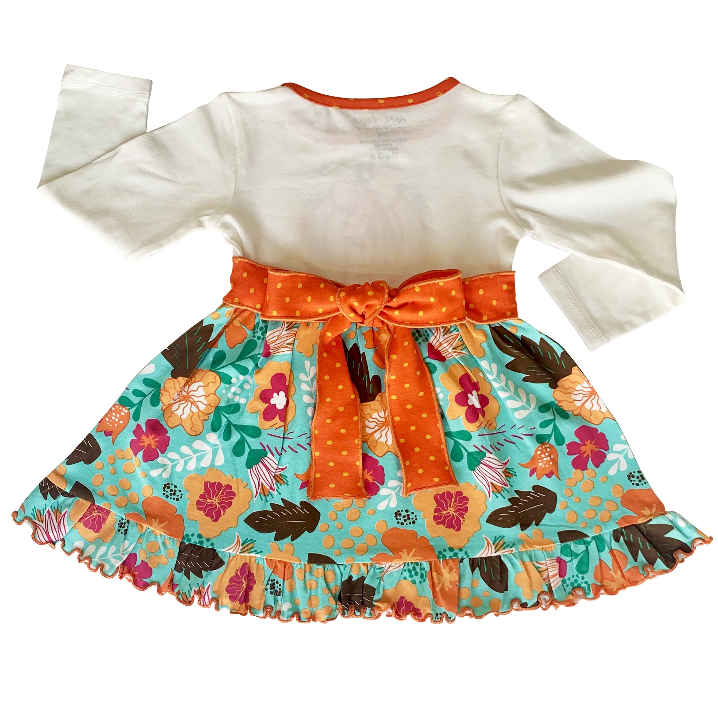 Girls Vibrant Autumn Floral Pumpkin Thanksgiving Dress & Leggings - Horizon Bliss