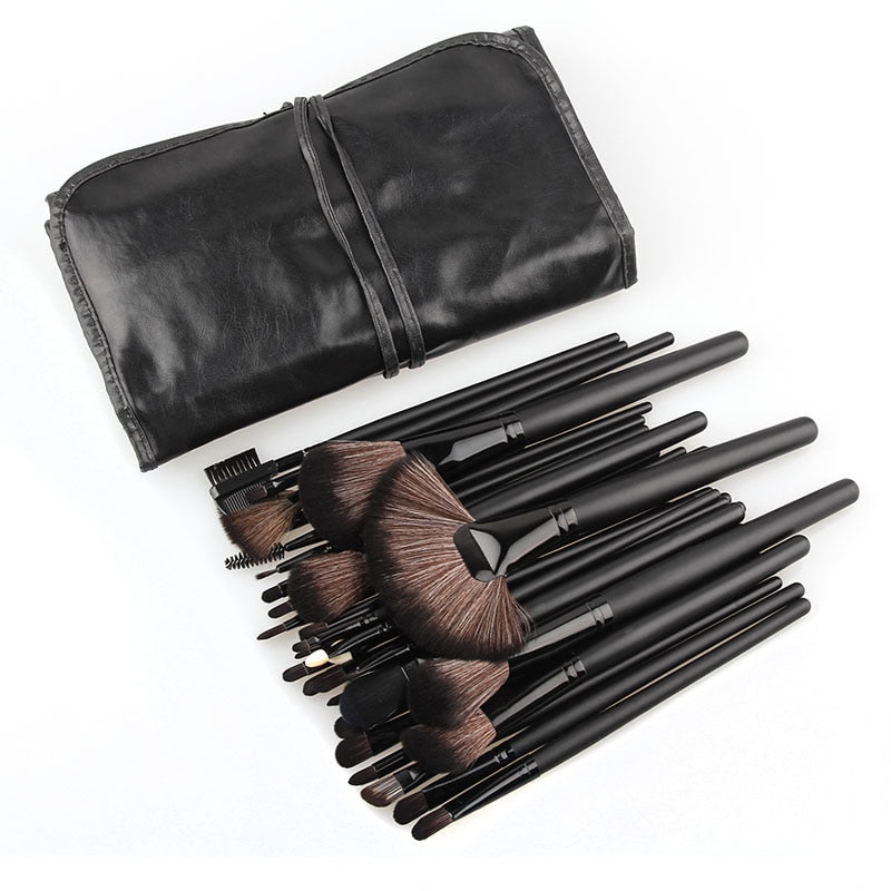 Professional 32pcs Black Makeup Brushes Set Powder Blusher Contour - Horizon Bliss