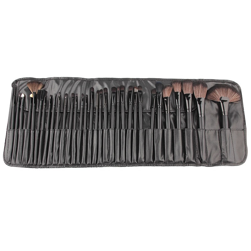 Professional 32pcs Black Makeup Brushes Set Powder Blusher Contour - Horizon Bliss