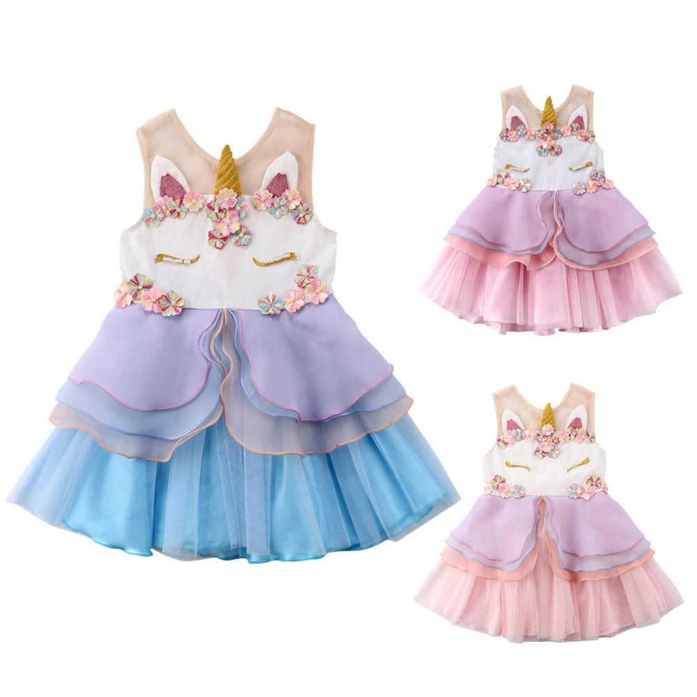 Baby Girls & Toddler Girls Unicorn Party Dress - Horizon Bliss