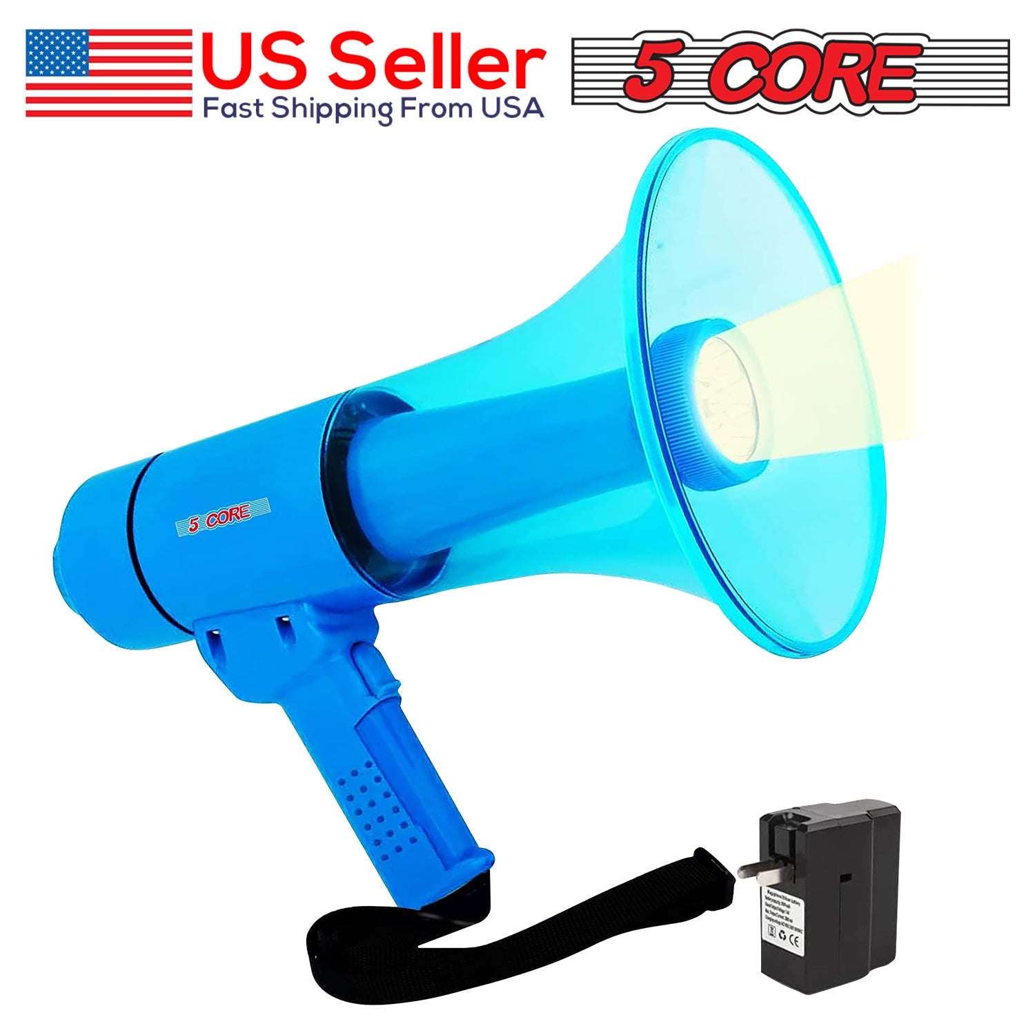 5Core Megaphone Portable 50W Bullhorn w Siren LED Light Adjustable - Horizon Bliss