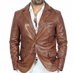 Blazer Harper Brown Leather Jacket - Horizon Bliss