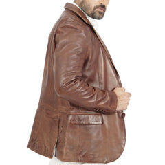 Blazer Harper Brown Leather Jacket - Horizon Bliss