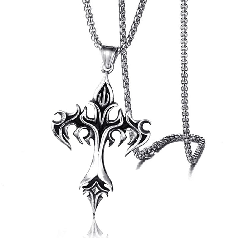 Flaming Gothic Style Cross Necklace - Horizon Bliss