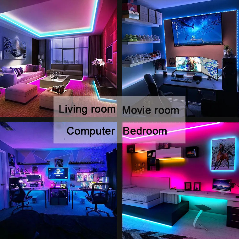 Bluetooth & USB LED Strip Lights (5050 SMD) - Remote & App Control, Dimmable, Cuttable (TV, PC) - Horizon Bliss