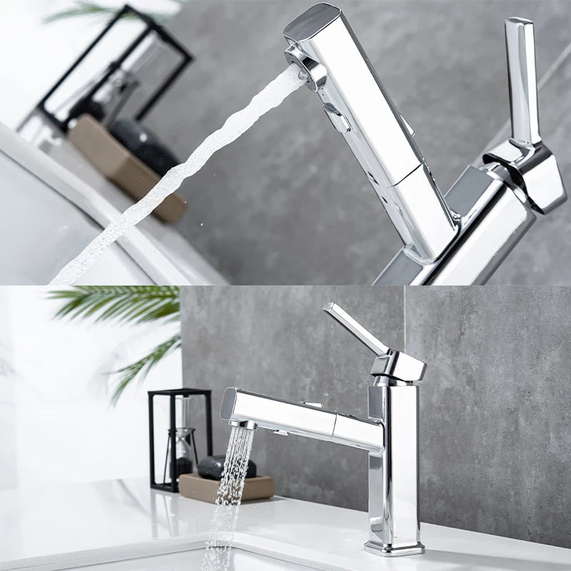 DQOK bathroom basin faucets basin mixer sink faucet Pull Out bathroom water mixer Chrome brass Modern Washbasin faucets Black - Horizon Bliss