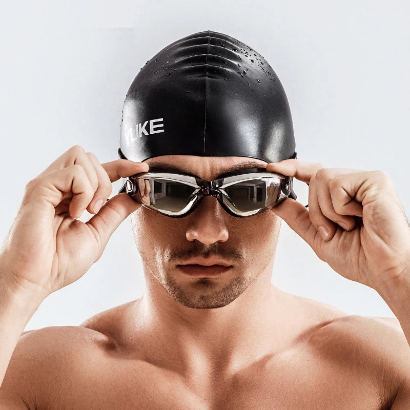 Men Swimming Shorts Waterproof Competition Swim Goggles with Ear-plug