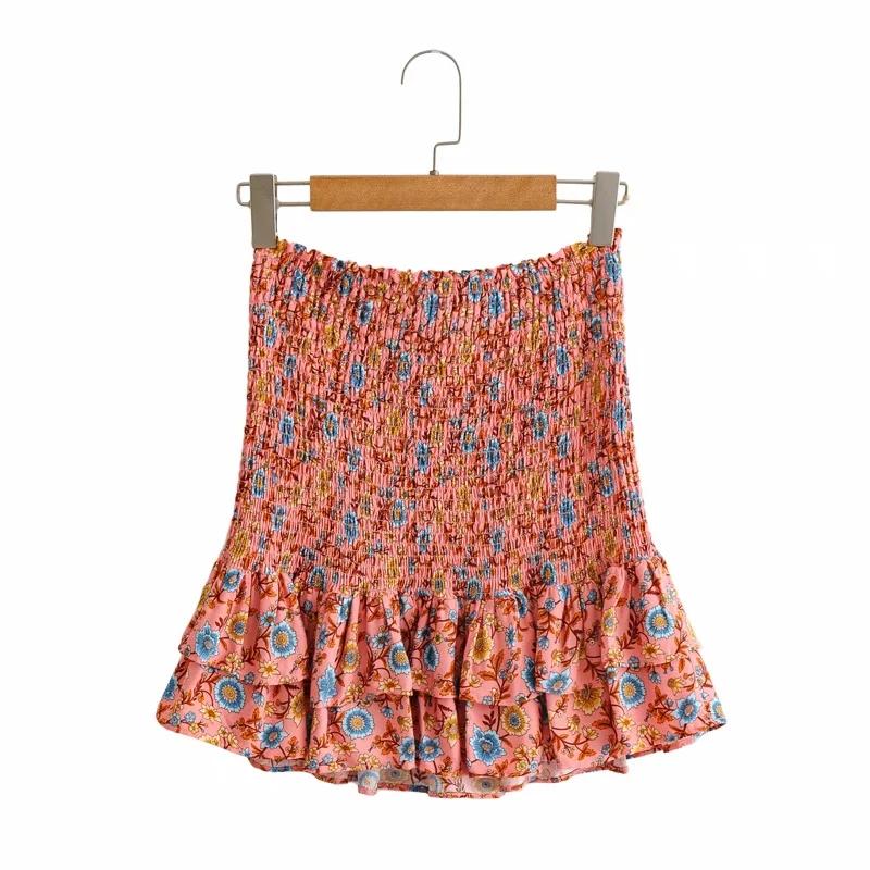 Floral Print Cute Boho Skirts Womens Summer High Waist Ruffle Bodycon - Horizon Bliss