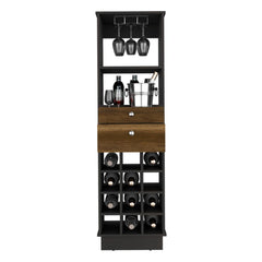 Bar Cabinet Bureck, Two Drawers, Twelve Wine Cubbies, Black Wengue / - Horizon Bliss