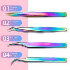 4PCS Lash Tweezers Set False Eyelash Extension Clip Pliers Eyebrow - Horizon Bliss