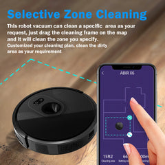 Robot Vacuum Cleaner ABIR X6 , 6000PA Suction, Smart Eye System,APP Virtual Barrier,Smart Home Appliance,Auto Floor Mopping - Horizon Bliss