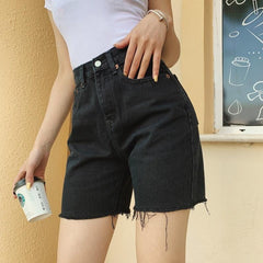 High Waist Slim Denim Shorts Bermuda Plus Size Woman New Fashion - Horizon Bliss