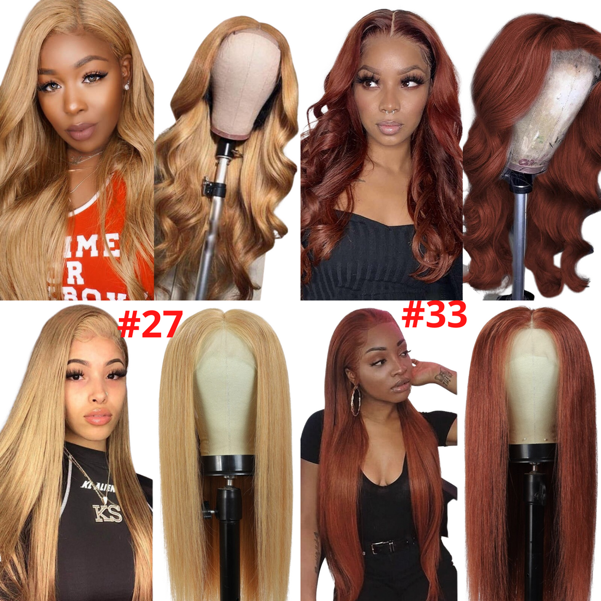 #27 Straight 13x1x4 T part Lace 4x4 Closure wigs Body Wave #33 Transpa - Horizon Bliss