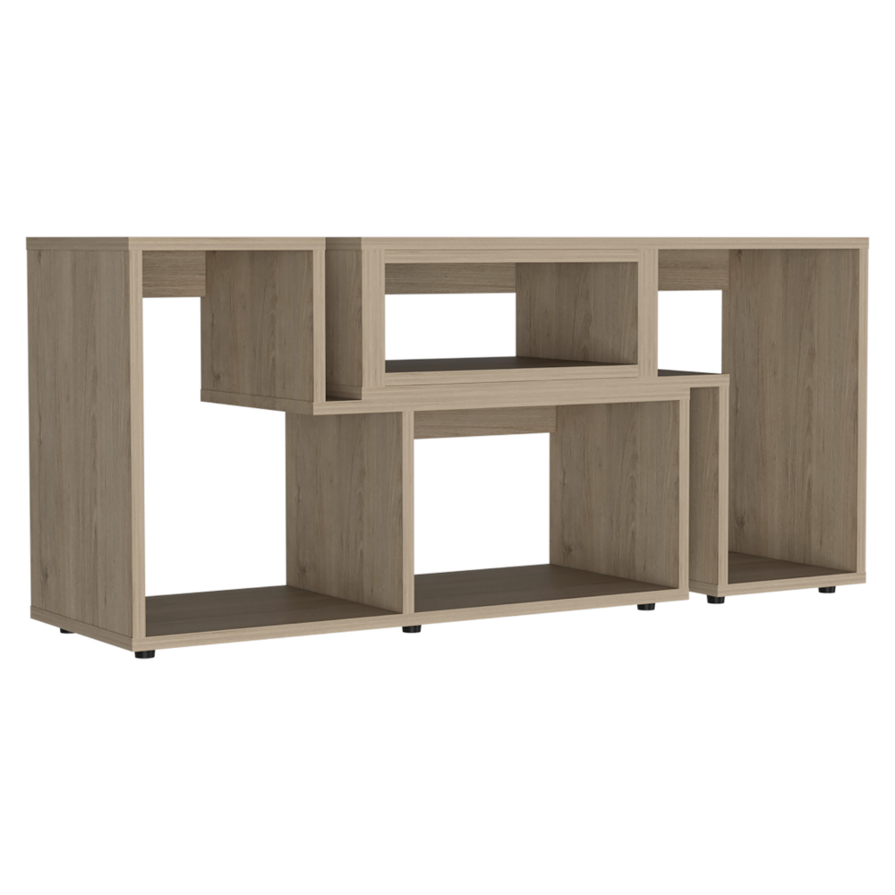 Extendable TV Stand Houston, Multiple Shelves, Light Pine Finish - Horizon Bliss