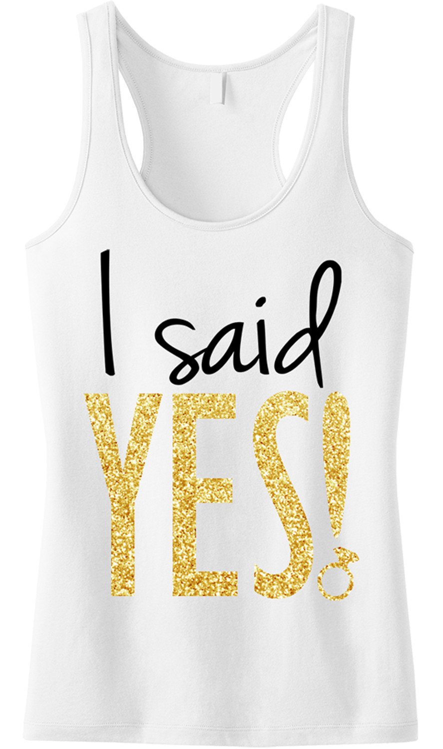 I Said YES! Bride Gold Glitter White Tank Top - Horizon Bliss