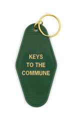 Keys to the Commune Motel Style Keychain in Green and Gold