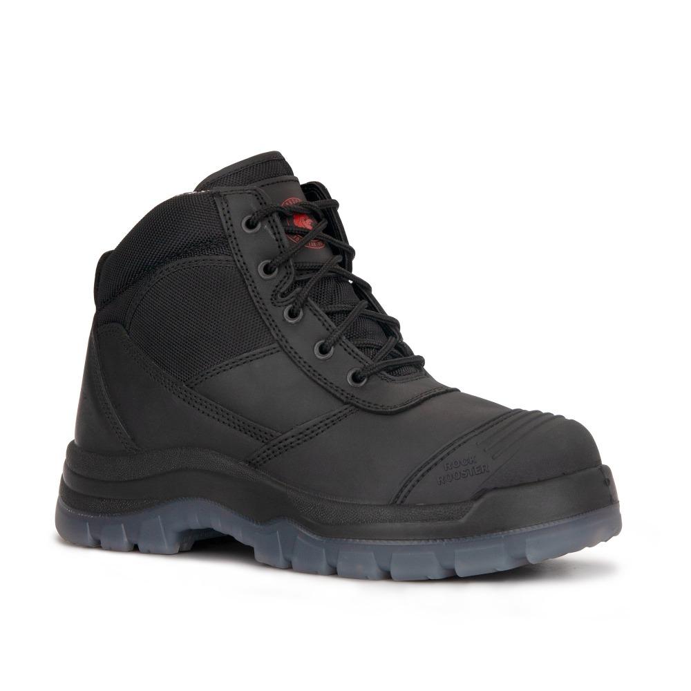 ROCKROOSTER Crisson Black 6 inch Zip sided Steel Toe Leather Work - Horizon Bliss