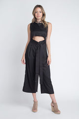 Women's Sleeveless Tie Jumpsuit with Slit - Horizon Bliss