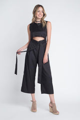 Women's Sleeveless Tie Jumpsuit with Slit - Horizon Bliss