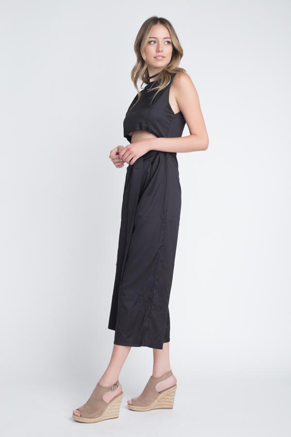 Women's Sleeveless Tie Jumpsuit with Slit - Horizon Bliss