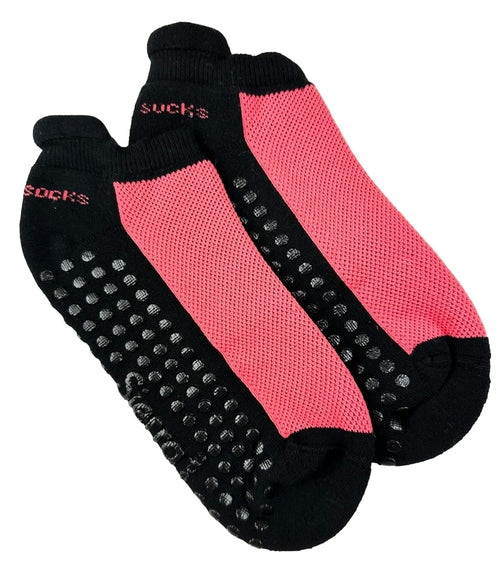 Heel Tab Mesh Top Cotton Anklet Socks with Non-Skid Gripper - Horizon Bliss